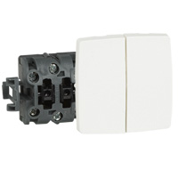 Выключатель кнопочный двойной - серия Oteo - изделия сборные - 6 А - белый | код 086121 |  Legrand
